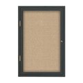 United Visual Products Single Door Enclosed Radius EZ Tack Board, 24"x36", Bronze/Black UV7001EZ-BLACK-BRONZE